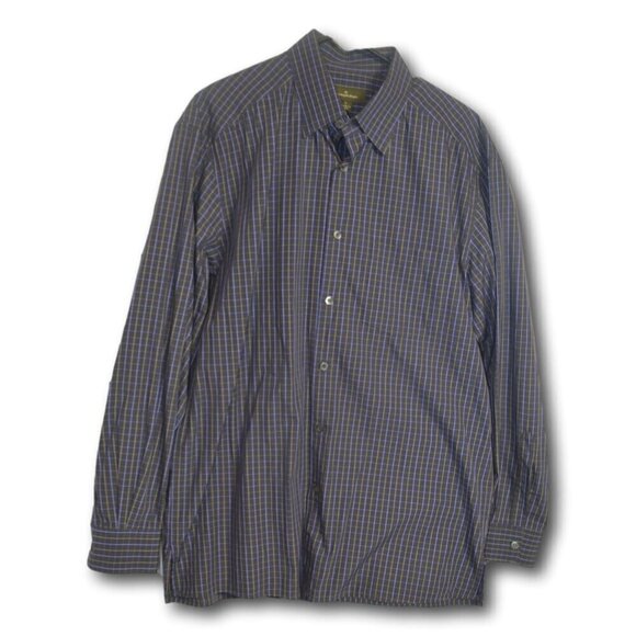 Ermenegildo Zegna Other - Ermenegildo Zegna Mens Navy Blue Plaid Cotton Casual / Dress Shirt Size: L